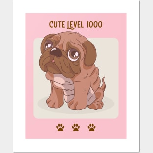 Cute Level 1000 / Cute Pug Puppy / Dog Lover / Dog Person / Pug Lover Posters and Art